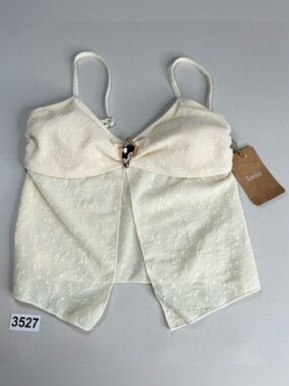Samiol Cream Lace Tankini Top with Front Ring Detail